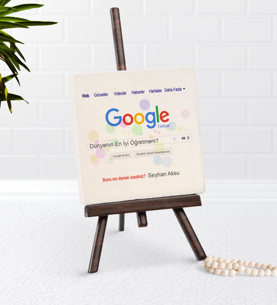 Kişiye Özel Google Dünyanın En İyi Öğretmeni Şovaleli Doğal Taş