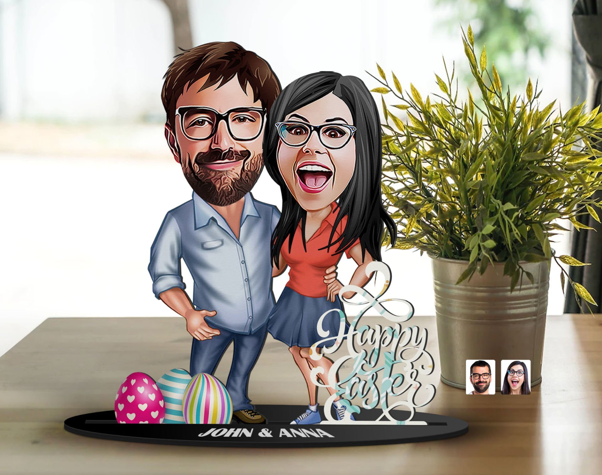 BK Gift Kişiye Özel Sevgililer Karikatürlü 3D Ahşap Biblo, Sevgili Biblo, Ahşap Biblo, Paskalya Bayramı, Ev Dekoru