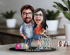 BK Gift Kişiye Özel Sevgililer Karikatürlü 3D Ahşap Biblo, Sevgili Biblo, Ahşap Biblo, Paskalya Bayramı, Ev Dekoru