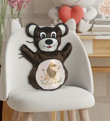 BK Gift Sevimli Aslan Tasarımlı Kahverengi Ayıcık Yastık-1