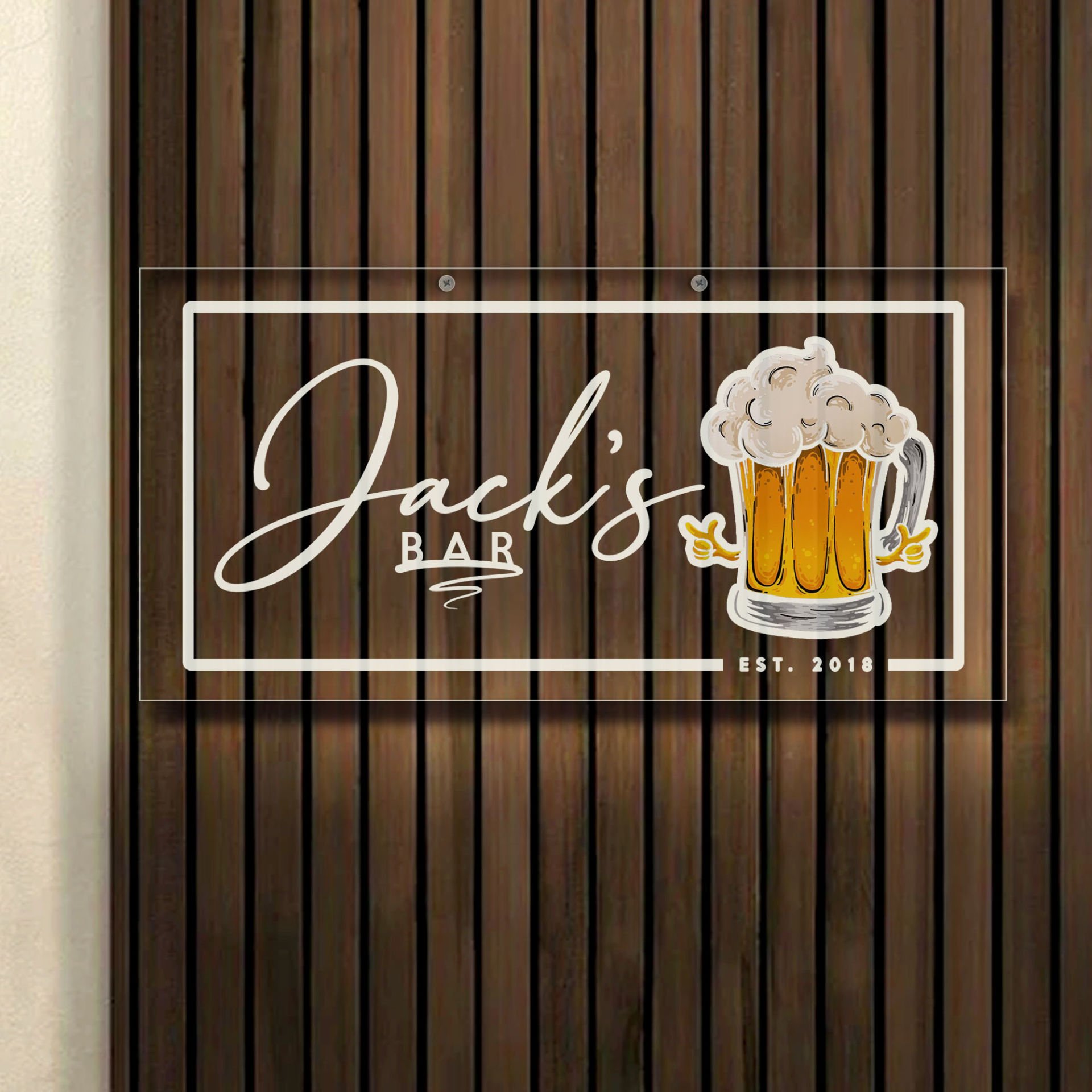 BK Gift Kişiye Özel İsimli Akrilik Bar Tabelası(38x19cm)-42, Home Bar Tabela, Duvar Dekoru