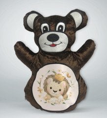 BK Gift Sevimli Aslan Tasarımlı Kahverengi Ayıcık Yastık-2