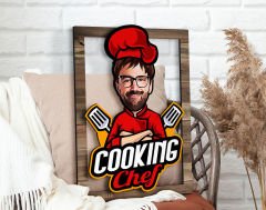 BK Gift Kişiye Özel Chef Karikatürlü 3D Ahşap Tablo, Sevgiliye Hediye, Arkadaşa Hediye, Yıl Dönümü Hediyesi, Doğum Günü Hediyesi-3