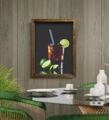 BK Gift Cafe & Bar & Restaurant Konseptli Doğal Masif Ahşap Çerçeveli Tablo-46