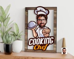 BK Gift Kişiye Özel Chef Karikatürlü 3D Ahşap Tablo, Sevgiliye Hediye, Arkadaşa Hediye, Yıl Dönümü Hediyesi, Doğum Günü Hediyesi-5