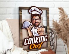 BK Gift Kişiye Özel Chef Karikatürlü 3D Ahşap Tablo, Sevgiliye Hediye, Arkadaşa Hediye, Yıl Dönümü Hediyesi, Doğum Günü Hediyesi-5