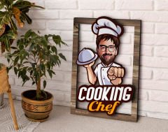 BK Gift Kişiye Özel Chef Karikatürlü 3D Ahşap Tablo, Sevgiliye Hediye, Arkadaşa Hediye, Yıl Dönümü Hediyesi, Doğum Günü Hediyesi-5