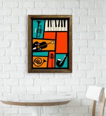 BK Gift Cafe & Bar & Restaurant Konseptli Doğal Masif Ahşap Çerçeveli Tablo-47