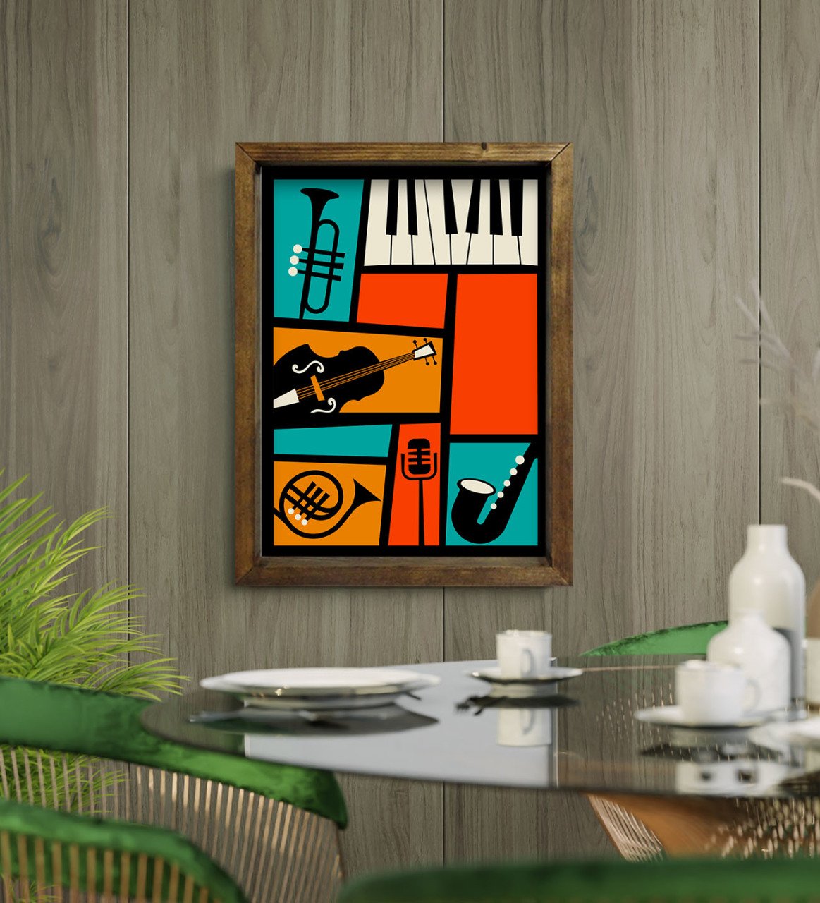 BK Gift Cafe & Bar & Restaurant Konseptli Doğal Masif Ahşap Çerçeveli Tablo-47