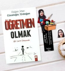 Kişiye Özel Tesettürlü Kadın Öğretmen Karikatürlü Ahşap Kitap Ayracı Ve Öğretmen Olmak Kitabı Hediye Seti-1