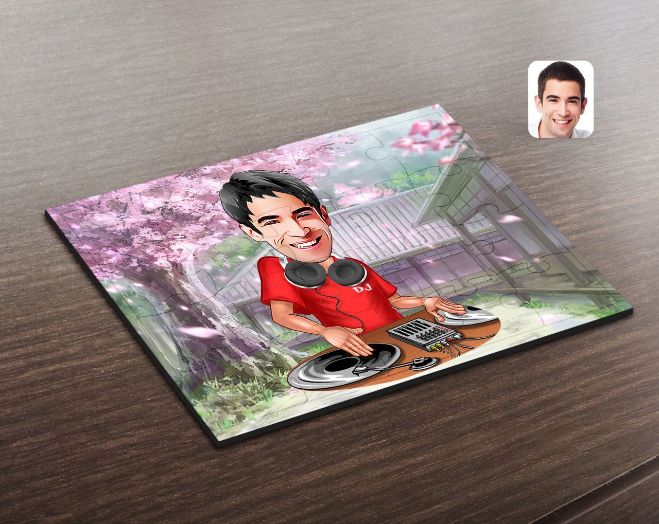 Kişiye Özel Erkek DJ Karikatürlü Ahşap Puzzle