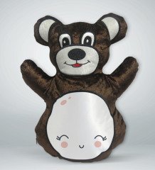 BK Gift Sevimli Ay Tasarımlı Kahverengi Ayıcık Yastık-1