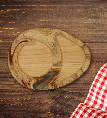 Kişiye Özel Mermer Tasarımlı Doğal Ahşap Tabaklı Türk Kahvesi Fincanı Sunum Seti Model 16