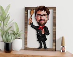 BK Gift Kişiye Özel Chef Karikatürlü 3D Ahşap Tablo, Sevgiliye Hediye, Arkadaşa Hediye, Yıl Dönümü Hediyesi, Doğum Günü Hediyesi-7