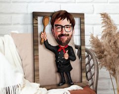 BK Gift Kişiye Özel Chef Karikatürlü 3D Ahşap Tablo, Sevgiliye Hediye, Arkadaşa Hediye, Yıl Dönümü Hediyesi, Doğum Günü Hediyesi-7