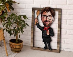 BK Gift Kişiye Özel Chef Karikatürlü 3D Ahşap Tablo, Sevgiliye Hediye, Arkadaşa Hediye, Yıl Dönümü Hediyesi, Doğum Günü Hediyesi-7