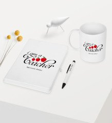 Kişiye Özel Sınıf Öğretmeni Temalı Beyaz Defter Kalem Kupa Seti - 6