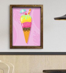 BK Gift Cafe & Bar & Restaurant Konseptli Doğal Masif Ahşap Çerçeveli Tablo-49