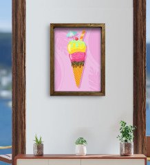 BK Gift Cafe & Bar & Restaurant Konseptli Doğal Masif Ahşap Çerçeveli Tablo-49