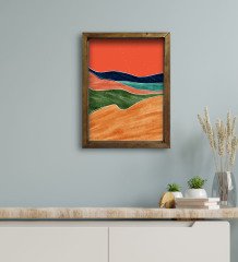 BK Gift Otel Odası Konseptli Doğal Masif Ahşap Çerçeveli Tablo 45x65cm-2