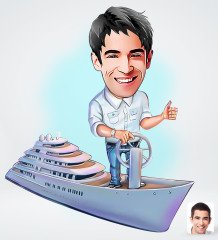 Kişiye Özel Erkek Kaptan Tasarımlı Dijital Karikatür-2