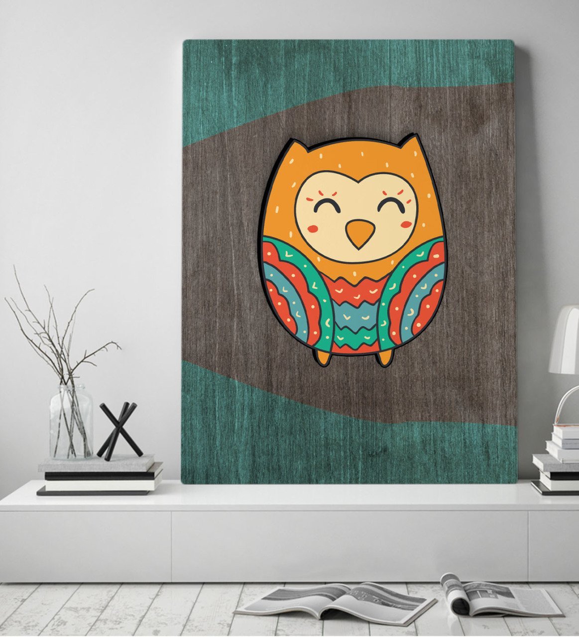 BK Home Baykuş Tasarımlı Kanvas Tablo 50x70cm-4