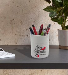 BK Gift Kişiye Özel Evin Süslüsü Tasarımlı Beyaz Akrilik Kalemlik - Model 2