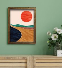 BK Gift Otel Odası Konseptli Doğal Masif Ahşap Çerçeveli Tablo 45x65cm-3