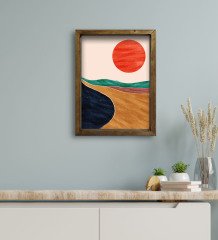 BK Gift Otel Odası Konseptli Doğal Masif Ahşap Çerçeveli Tablo 45x65cm-3