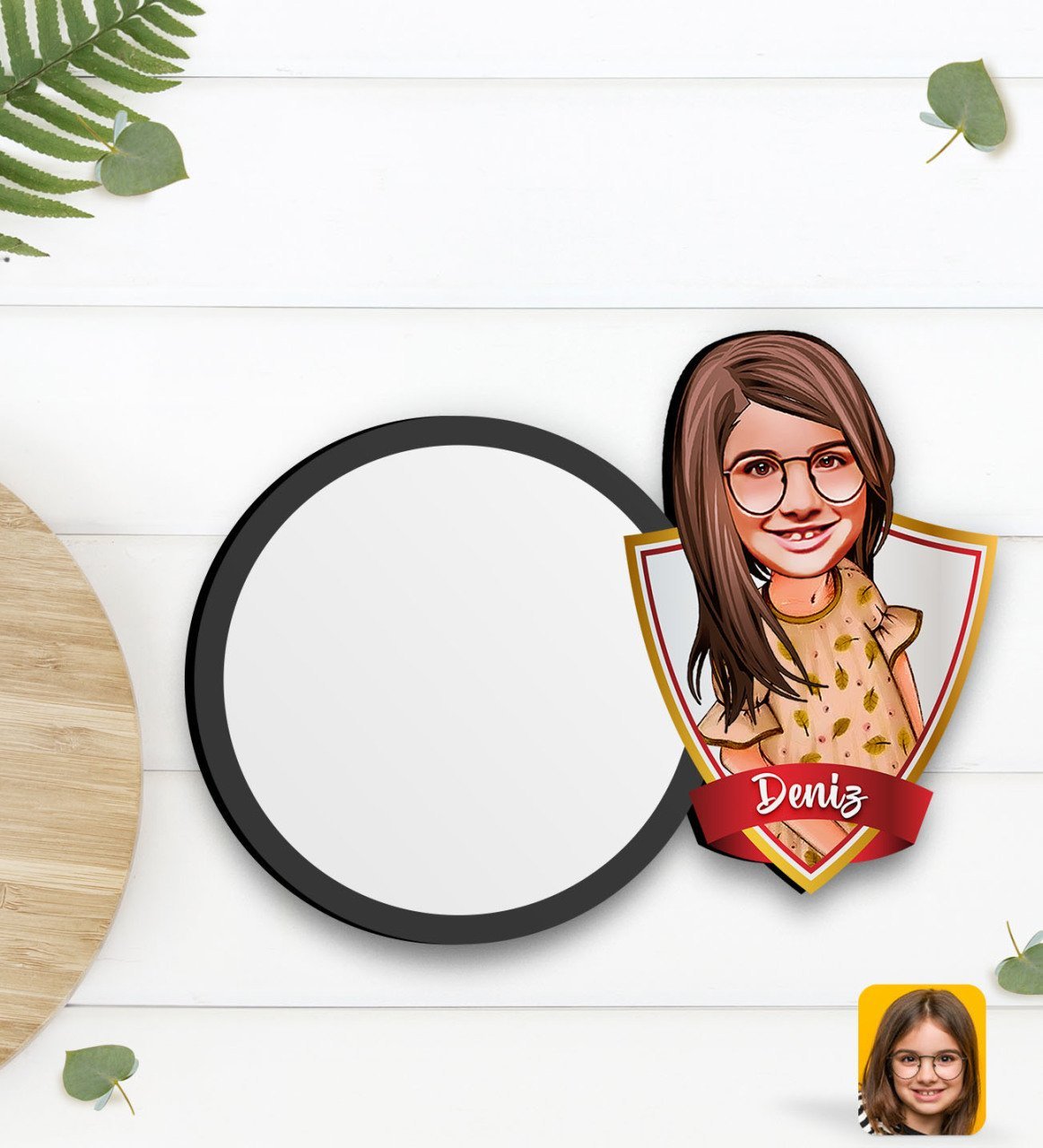 Kişiye Özel Kız Çocuk Karikatürlü Ahşap Bardak Altlığı-8