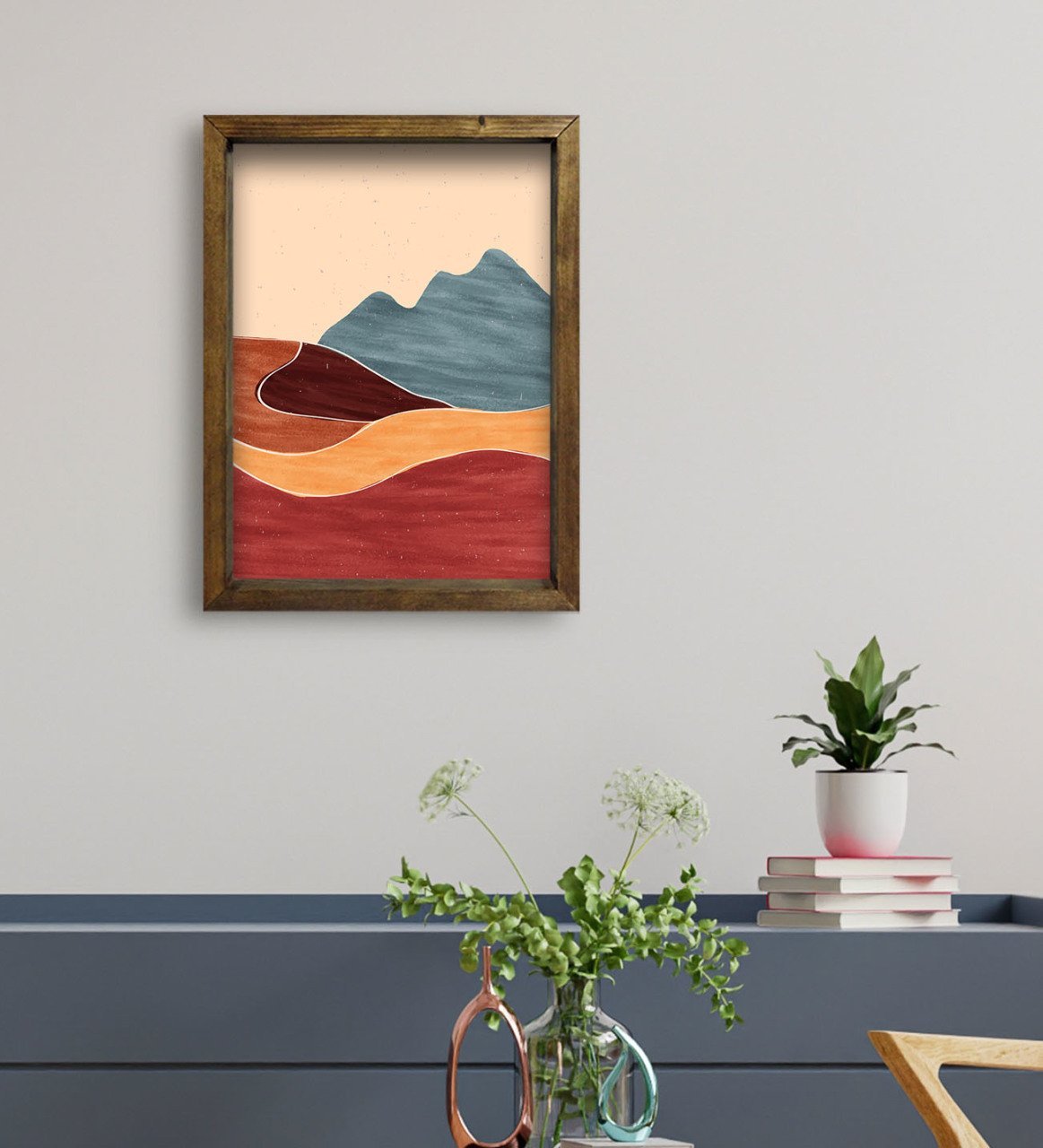 BK Gift Otel Odası Konseptli Doğal Masif Ahşap Çerçeveli Tablo 45x65cm-4