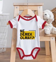 BK Kids Ne Demek Olmay Tasarımlı Kırmızı Bebek Body Zıbın ve Mama Önlüğü Hediye Seti-1