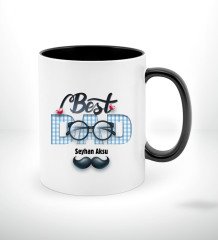 Kişiye Özel Babalar Günü Hediyesi Best Dad Tasarımlı Siyah Beyaz Kupa Bardak-1