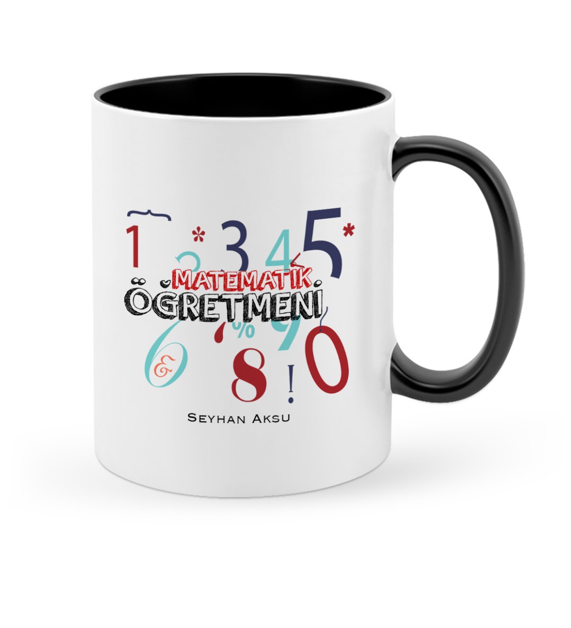 Kişiye Özel Matematik Öğretmeni Siyah Kupa Bardak - 4