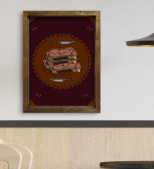 BK Gift Cafe & Bar & Restaurant Konseptli Doğal Masif Ahşap Çerçeveli Tablo-53