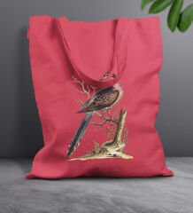 BK Gift Kuş Tasarımlı Kırmızı-1 Kumaş Bez Çanta, Baskılı Omuz Çantası, Alışveriş Çantası, Arkadaşa Hediye