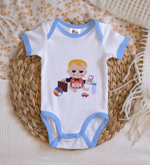 BK Kids Little Boss Tasarımlı Mavi Bebek Body Zıbın-1