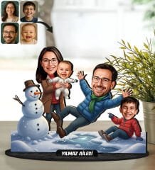 BK Gift Kişiye Özel Aile Yılbaşı Tasarımlı Karikatür Biblo -6, Yılbaşı Hediyesi, Yeni Yıl Hediyesi