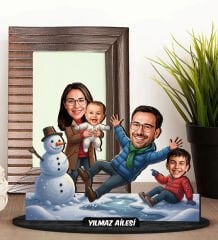 BK Gift Kişiye Özel Aile Yılbaşı Tasarımlı Karikatür Biblo -6, Yılbaşı Hediyesi, Yeni Yıl Hediyesi