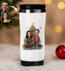 BK Gift Kişiye Özel Sevgili Yılbaşı Karikatürlü Çelik Termos Bardak - 8, Yılbaşı Hediyesi, Yeni Yıl Hediyesi