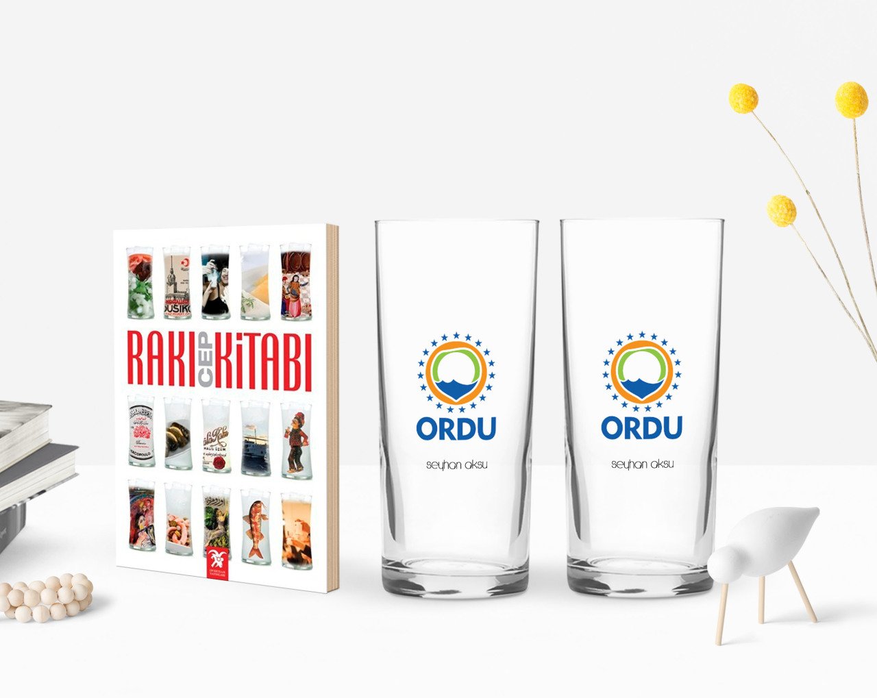 Kişiye Özel Renkli Baskılı Ordu Tasarımlı Turistik İkili Rakı Bardağı ve Rakı Cep Kitabı Hediye Seti-1