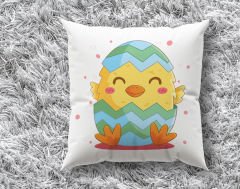 BK Gift Paskalya Tasarımlı Beyaz Kırlent Yastık, Ev Hediyesi, Ev Dekorasyonu, Dekoratif Hediye-2