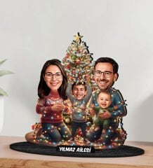 BK Gift Kişiye Özel Aile Yılbaşı Tasarımlı Karikatür Biblo -7, Yılbaşı Hediyesi, Yeni Yıl Hediyesi