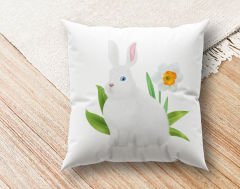 BK Gift Paskalya Tasarımlı Beyaz Kırlent Yastık, Ev Hediyesi, Ev Dekorasyonu, Dekoratif Hediye-3