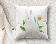 BK Gift Paskalya Tasarımlı Beyaz Kırlent Yastık, Ev Hediyesi, Ev Dekorasyonu, Dekoratif Hediye-3
