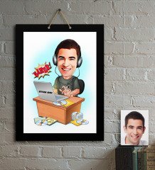 Kişiye Özel Bay Gamer Karikatür Ahşap Tablo - 1