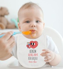 BK Kids Kişiye Özel Benim Halam Bir Başka Tasarımlı Bebek Body Zıbın ve Mama Önlüğü Hediye Seti - Model 1
