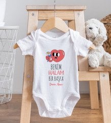 BK Kids Kişiye Özel Benim Halam Bir Başka Tasarımlı Bebek Body Zıbın ve Mama Önlüğü Hediye Seti - Model 1