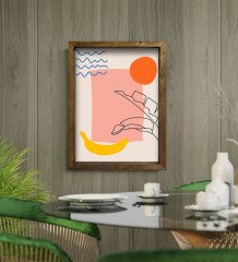 BK Gift Cafe & Bar & Restaurant Konseptli Doğal Masif Ahşap Çerçeveli Tablo-56