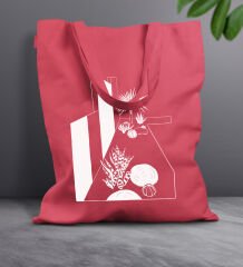 BK Gift Modern Art Tasarımlı-3 Kırmızı Kumaş Bez Çanta, Baskılı Omuz Çantası, Alışveriş Çantası, Arkadaşa Hediye